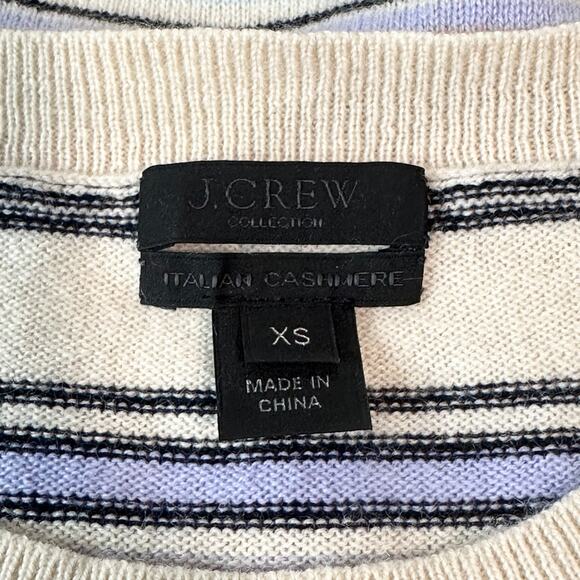 J. Crew Collection 100% Cashmere Striped Sweater Crew Neck Multicolor Pullover - Picture 9 of 11
